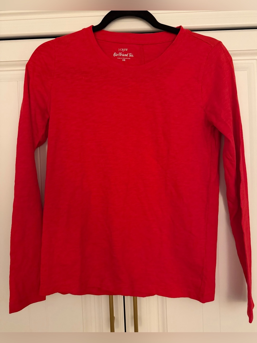 J.Crew Girlfriend Tee Long Sleeve Red Pink XS NWT 100% Cotton